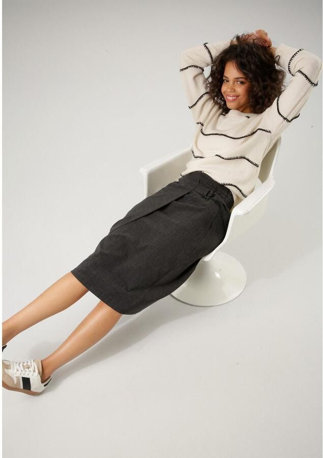 Aniston CASUAL Midirok met decoratieve gesp en bindband - Foto 3