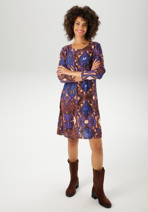 Aniston CASUAL Mini-jurk met groot orna t-print nieuwe collectie - Foto 7