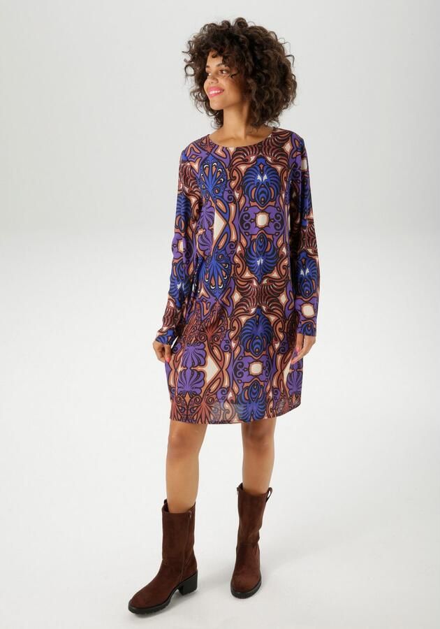 Aniston CASUAL Mini-jurk met groot orna t-print nieuwe collectie - Foto 4