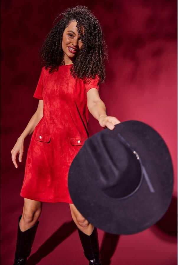 Aniston CASUAL Mini-jurk van elastisch velours in suède-look - Foto 5