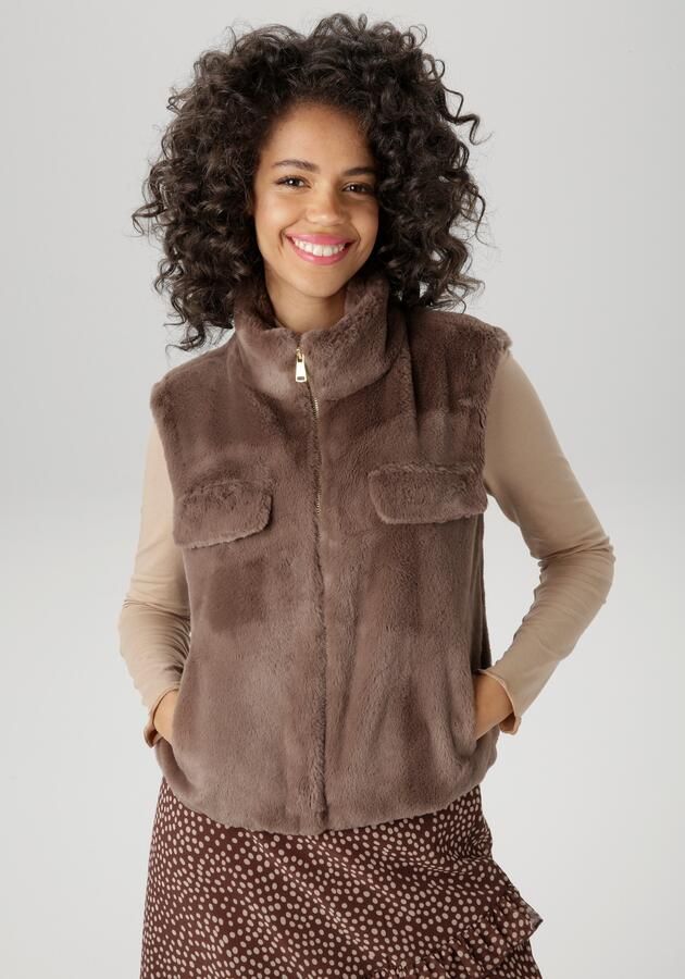 Aniston CASUAL Mouwloos pluchen vest in trendy kleurenpalet nieuwe collectie - Foto 9