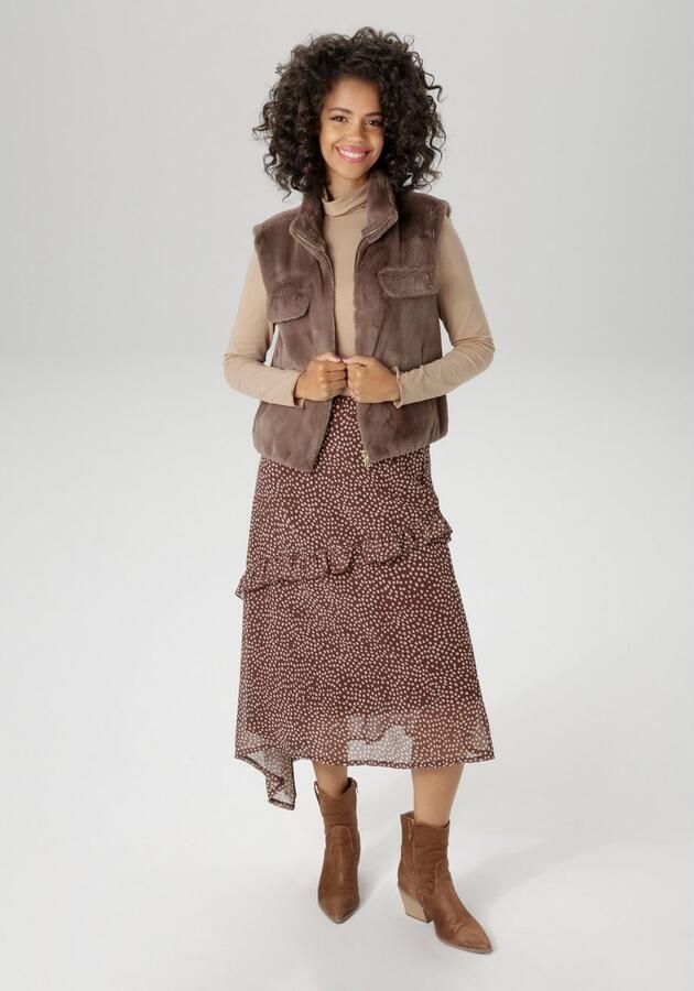 Aniston CASUAL Mouwloos pluchen vest in trendy kleurenpalet nieuwe collectie - Foto 5