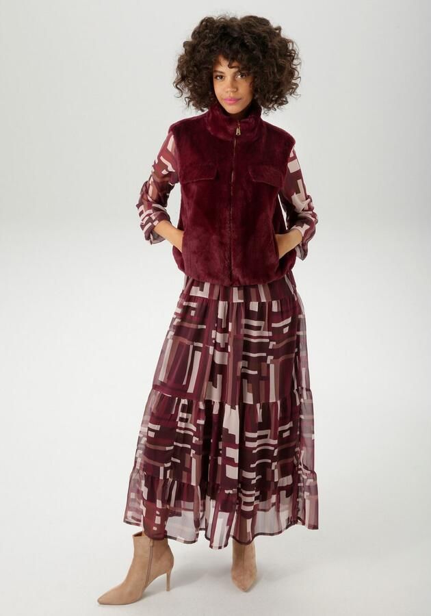 Aniston CASUAL Mouwloos pluchen vest in trendy kleurenpalet nieuwe collectie - Foto 4