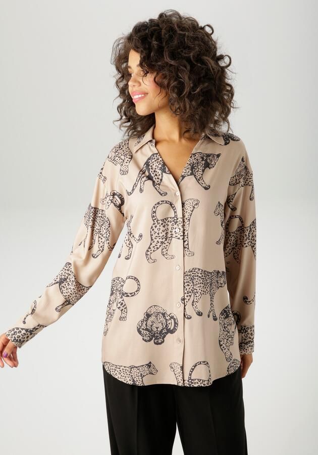 Aniston CASUAL Overhemdblouse bedrukt met luipaarden elk stuk is uniek nieuwe collectie - Foto 12