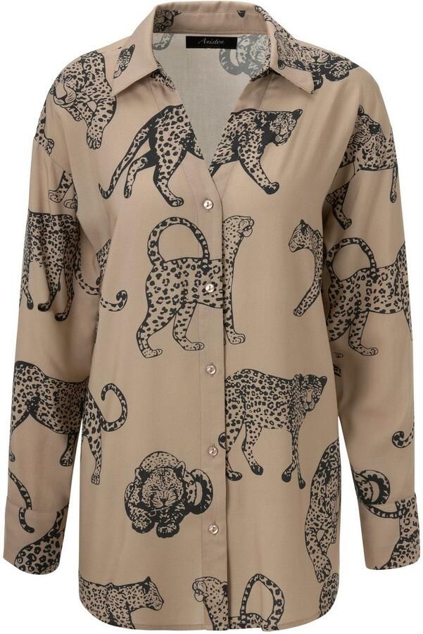 Aniston CASUAL Overhemdblouse bedrukt met luipaarden elk stuk is uniek nieuwe collectie - Foto 11