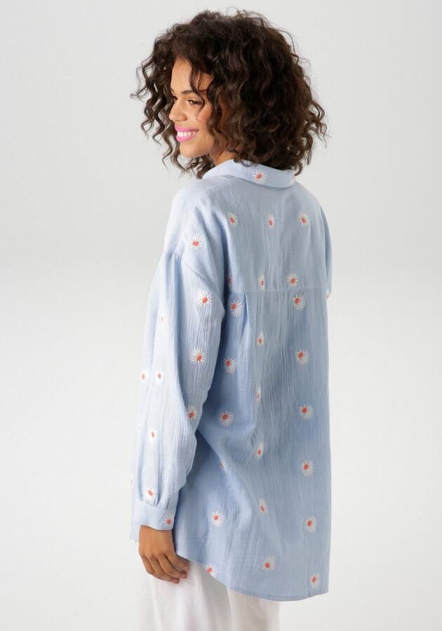 Aniston CASUAL Overhemdblouse met betoverende bloemen geborduurd - Foto 4