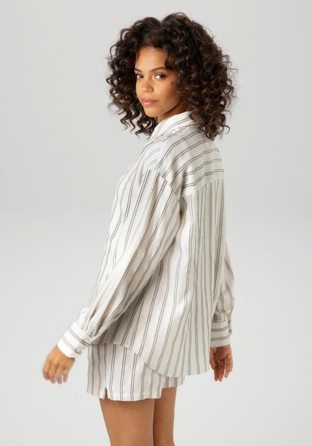 Aniston CASUAL Overhemdblouse met glanzdraden versierde strepen - Foto 5