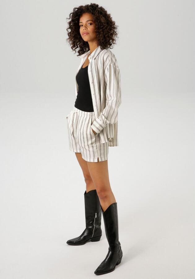 Aniston CASUAL Overhemdblouse met glanzdraden versierde strepen - Foto 6