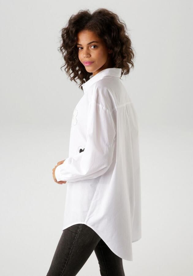 Aniston CASUAL Overhemdblouse met glinsterende steentjes versierde bloemapplicaties - Foto 5