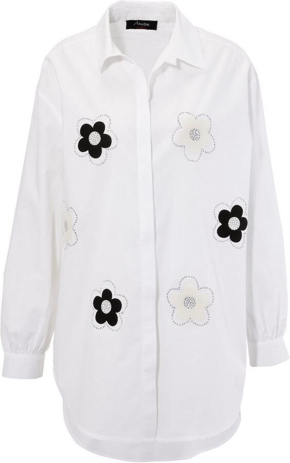 Aniston CASUAL Overhemdblouse met glinsterende steentjes versierde bloemapplicaties - Foto 6