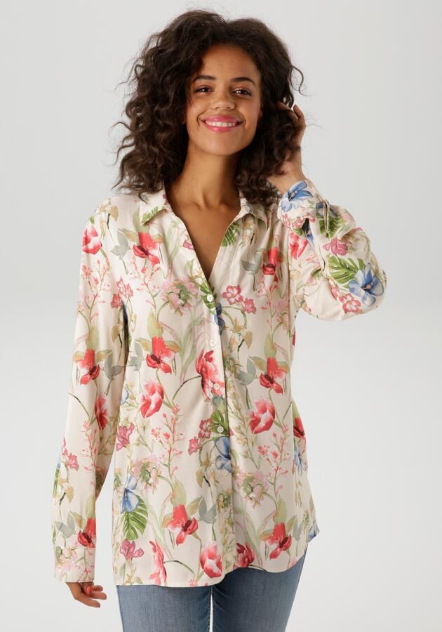 Aniston CASUAL Overhemdblouse met kleurharmonieuze kunstzinnige bloemenprint - Foto 7