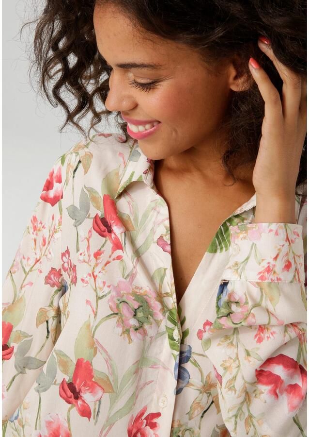 Aniston CASUAL Overhemdblouse met kleurharmonieuze kunstzinnige bloemenprint - Foto 2