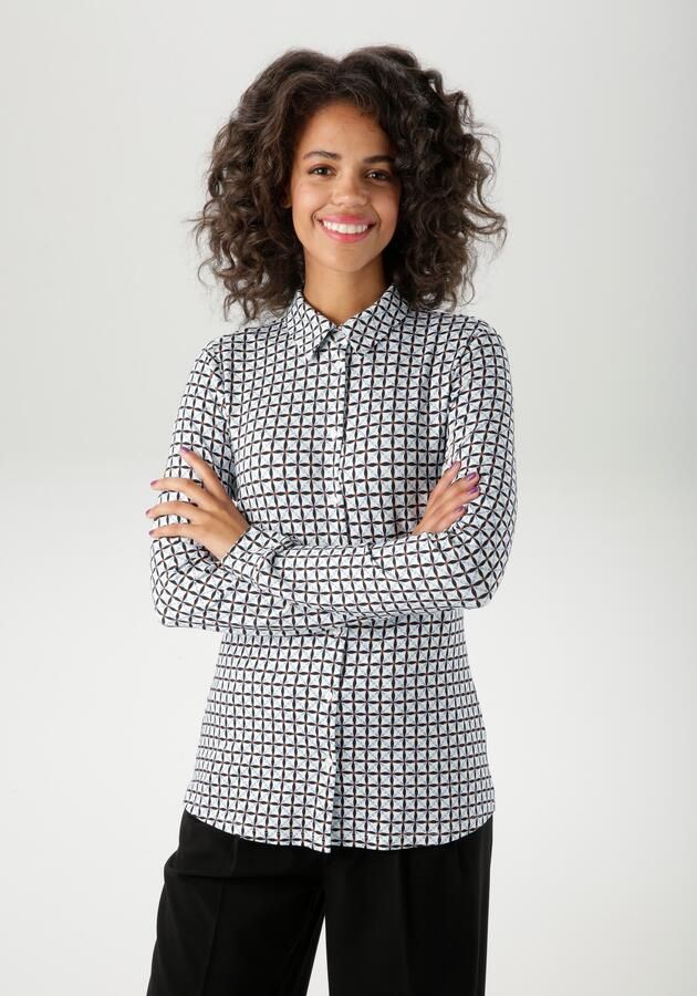 Aniston CASUAL Overhemdblouse met kleurharmonisch retro-patroon nieuwe collectie - Foto 7
