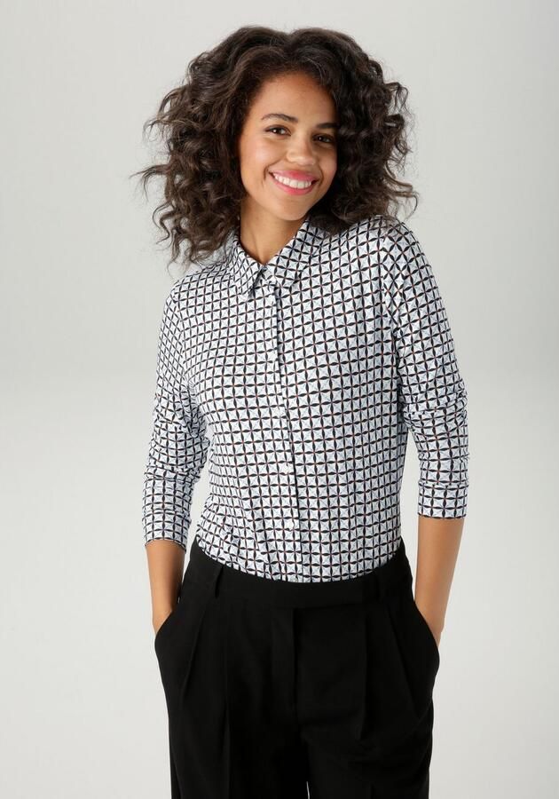 Aniston CASUAL Overhemdblouse met kleurharmonisch retro-patroon nieuwe collectie - Foto 4