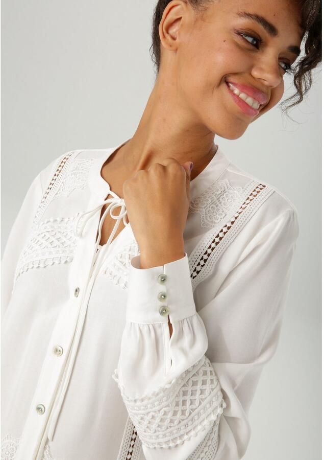 Aniston CASUAL Overhemdblouse rijkelijk versierd met verschillende soorten kant nieuwe collectie - Foto 3