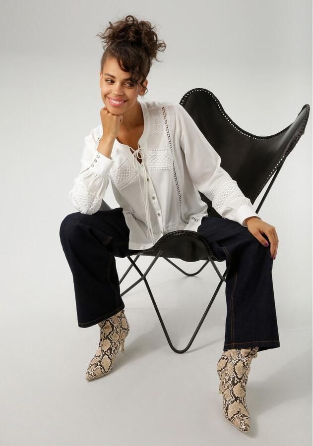 Aniston CASUAL Overhemdblouse rijkelijk versierd met verschillende soorten kant nieuwe collectie - Foto 4