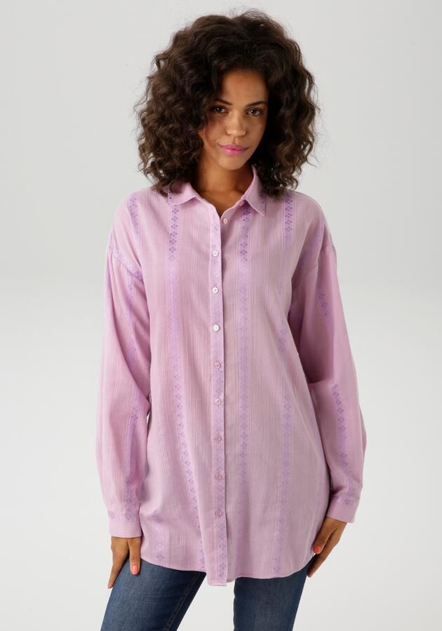 Aniston CASUAL Overhemdblouse van trendy mousseline-stof met ingeweven patroon - Foto 7