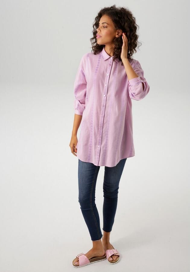 Aniston CASUAL Overhemdblouse van trendy mousseline-stof met ingeweven patroon - Foto 4