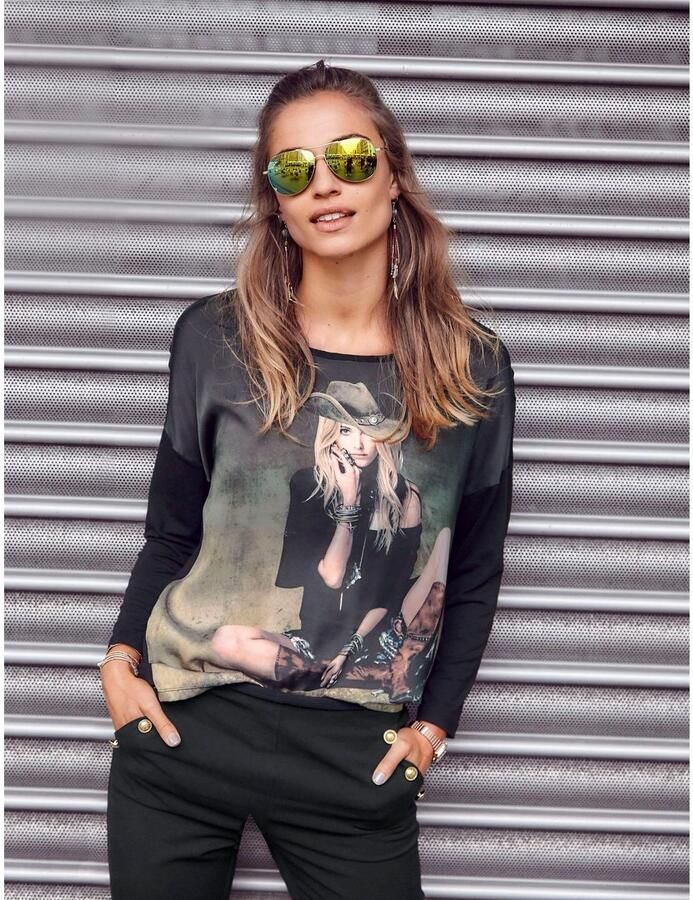 Aniston CASUAL Shirt met lange mouwen met elegante frontprint