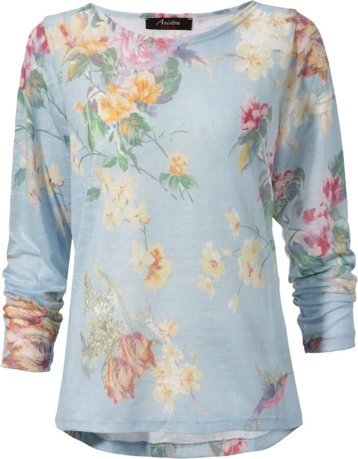 Aniston CASUAL Shirt met lange mouwen met maxi-bloemenprint en vogels
