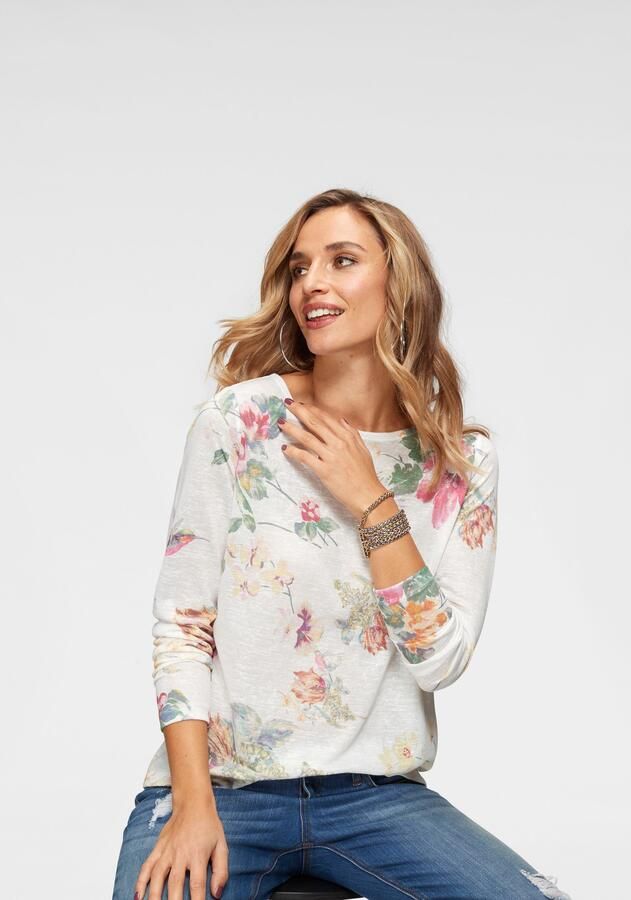 Aniston CASUAL Shirt met lange mouwen met maxi-bloemenprint en vogels - Foto 7