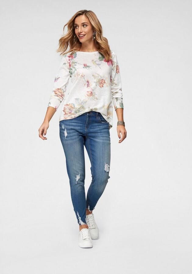 Aniston CASUAL Shirt met lange mouwen met maxi-bloemenprint en vogels - Foto 5