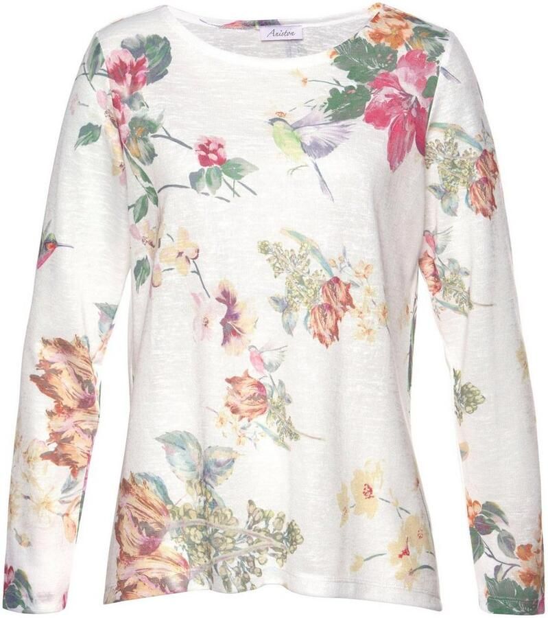 Aniston CASUAL Shirt met lange mouwen met maxi-bloemenprint en vogels