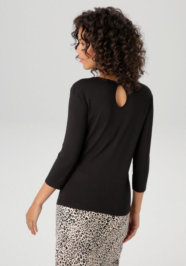 Aniston CASUAL Shirt met ronde hals voor verfijnd "gewikkeld" met druppeluitsnijding - Foto 4