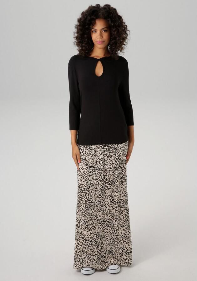 Aniston CASUAL Shirt met ronde hals voor verfijnd "gewikkeld" met druppeluitsnijding - Foto 5