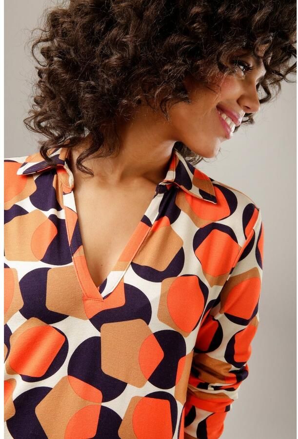 Aniston CASUAL Shirtblouse met trendy retro-patroon elk stuk is uniek - Foto 2