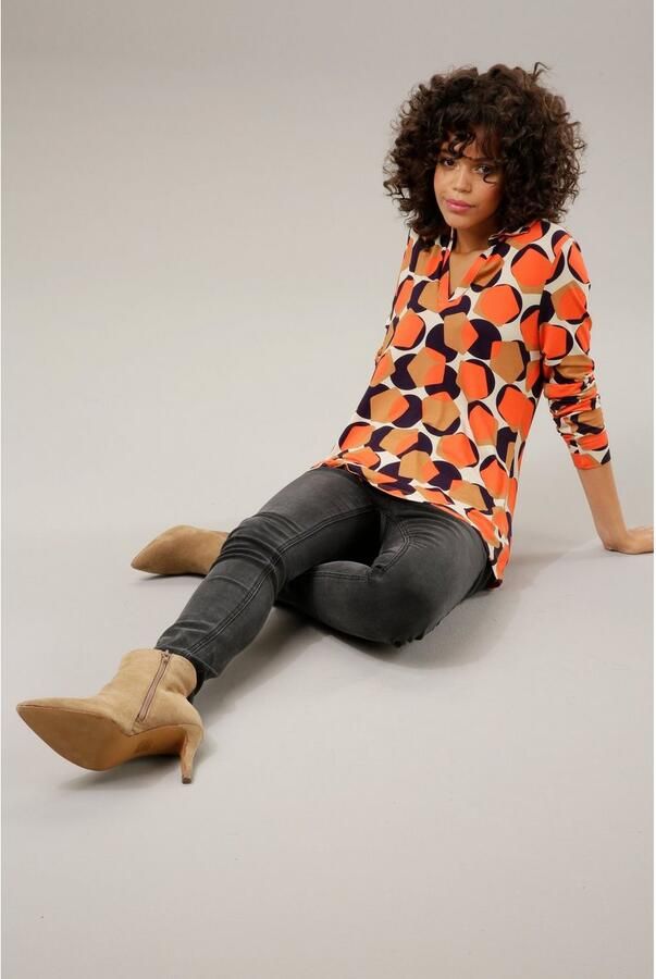 Aniston CASUAL Shirtblouse met trendy retro-patroon elk stuk is uniek - Foto 3