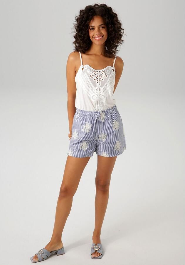 Aniston CASUAL Short gestreept en zorgvuldig versierd met borduurwerk - Foto 5