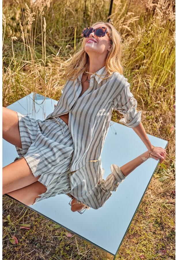 Aniston CASUAL Overhemdblouse met glanzdraden versierde strepen - Foto 8