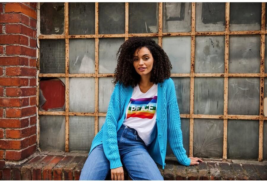 Aniston CASUAL Straight jeans met een trendy wassing op de licht gerafelde zoom - Foto 6