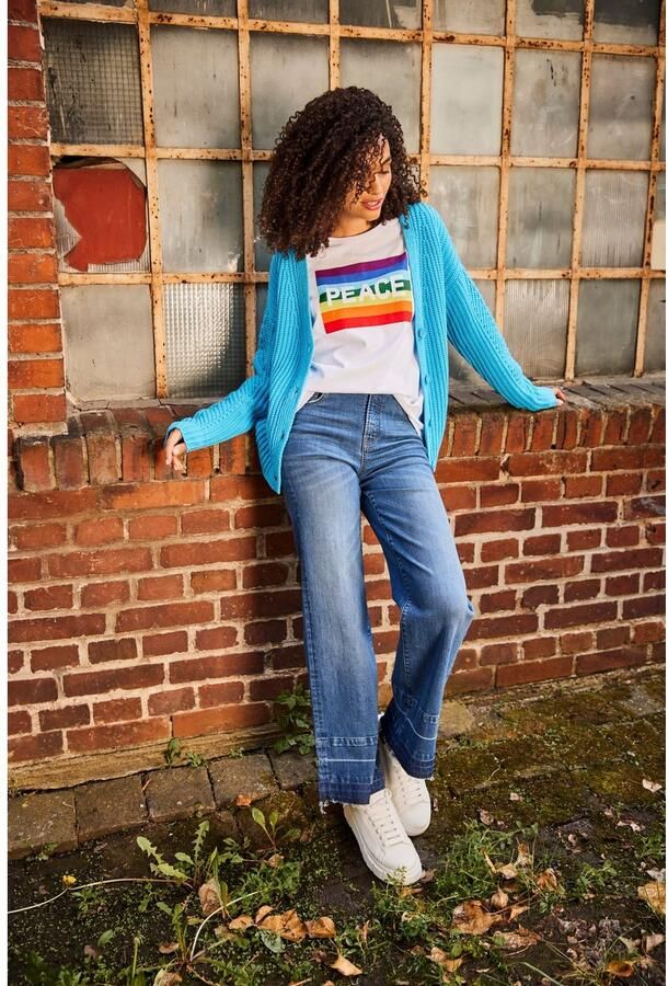 Aniston CASUAL Straight jeans met een trendy wassing op de licht gerafelde zoom - Foto 8