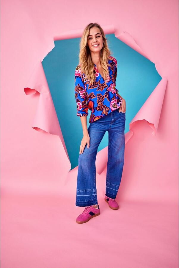 Aniston CASUAL Straight jeans met een trendy wassing op de licht gerafelde zoom - Foto 13