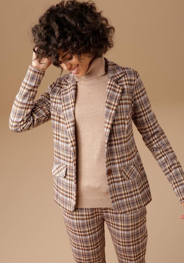 Aniston CASUAL Sweatblazer met trendkleurig ruitdessin - Foto 8