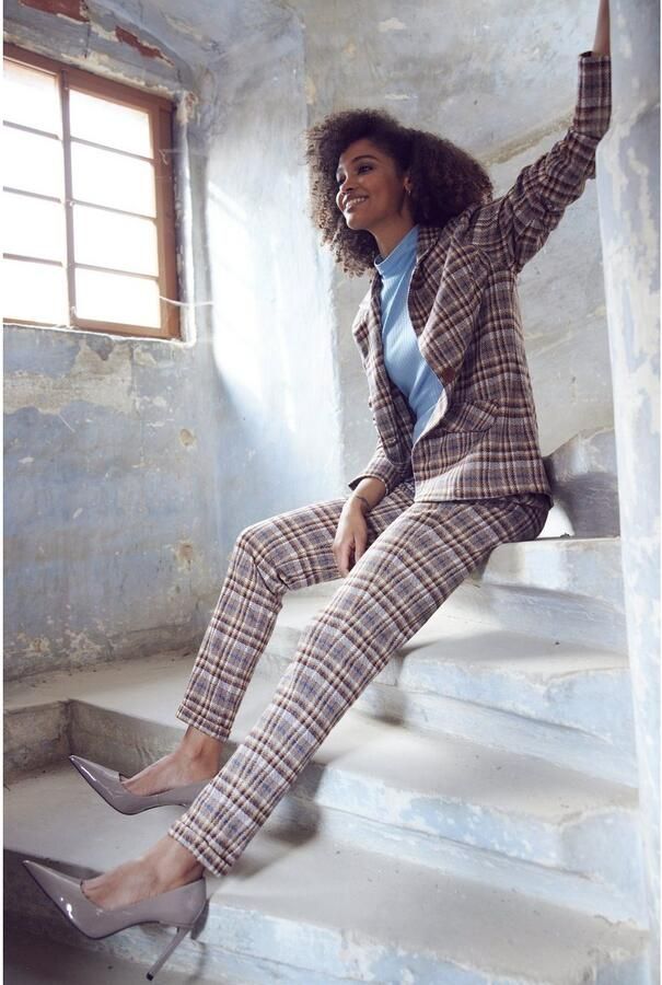 Aniston CASUAL Sweatblazer met trendkleurig ruitdessin - Foto 7