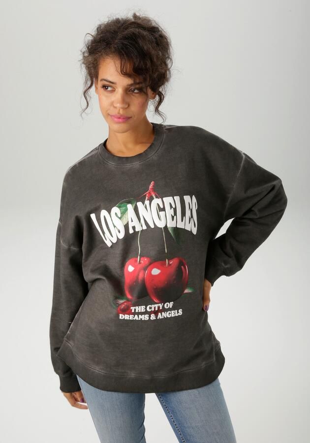 Aniston CASUAL Sweatshirt bedrukt met pittige kersen en opschriften nieuwe collectie - Foto 7