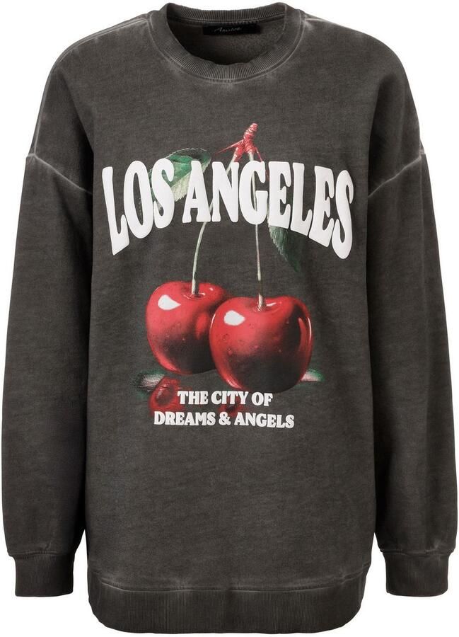 Aniston CASUAL Sweatshirt bedrukt met pittige kersen en opschriften nieuwe collectie - Foto 2