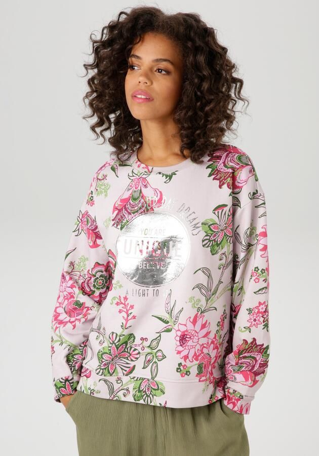 Aniston CASUAL Sweatshirt in extravagante bloemenprint met folieprint - Foto 7