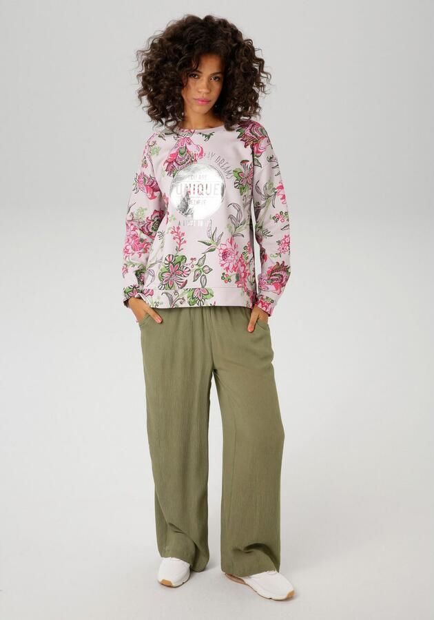 Aniston CASUAL Sweatshirt in extravagante bloemenprint met folieprint - Foto 5
