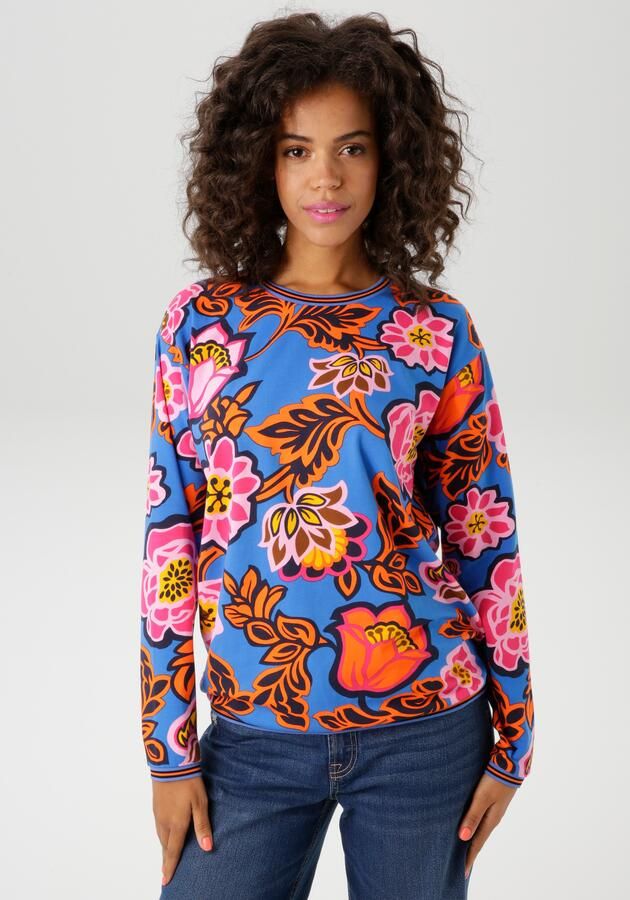 Aniston CASUAL Sweatshirt met grootvlak grafische bloemenprint - Foto 7
