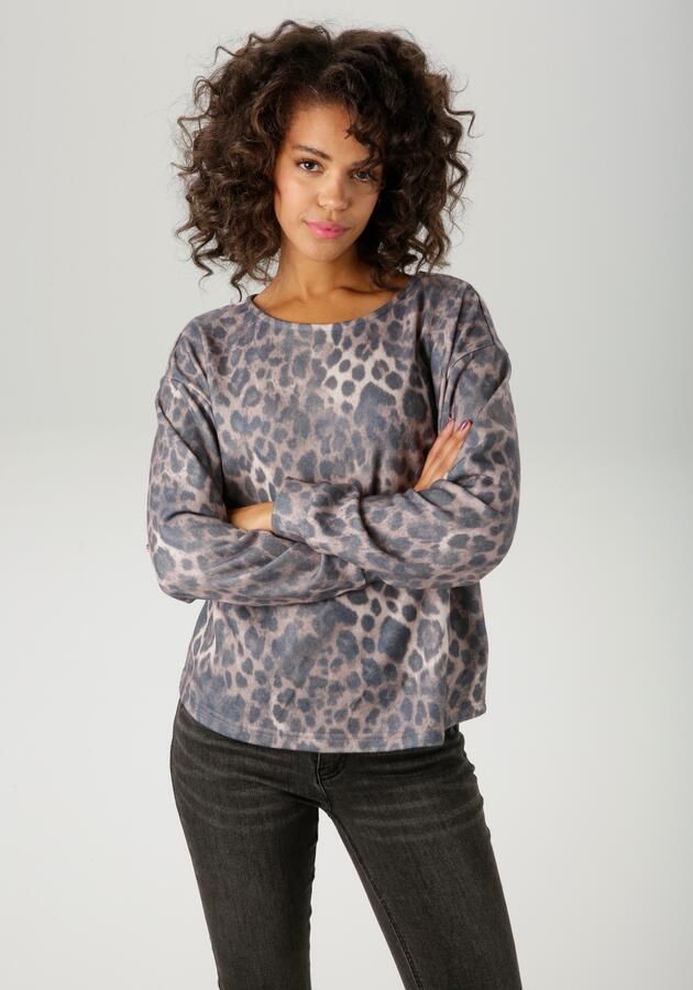 Aniston CASUAL Sweatshirt met trendy luipaardprint elk stuk uniek nieuwe collectie - Foto 7
