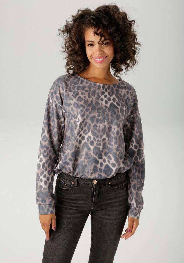 Aniston CASUAL Sweatshirt met trendy luipaardprint elk stuk uniek nieuwe collectie - Foto 4