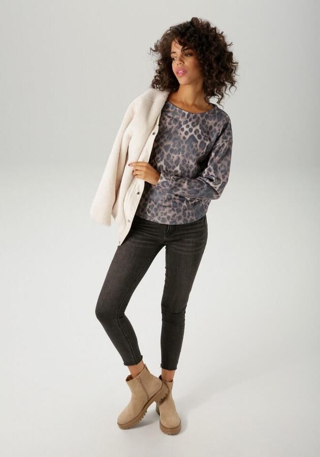 Aniston CASUAL Sweatshirt met trendy luipaardprint elk stuk uniek nieuwe collectie - Foto 6