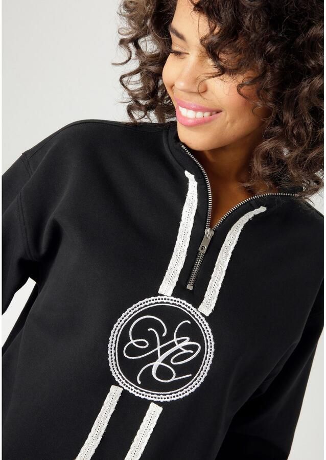 Aniston CASUAL Sweatshirt uitgebreid versierd met borduursel en kanten banden nieuwe collectie - Foto 3