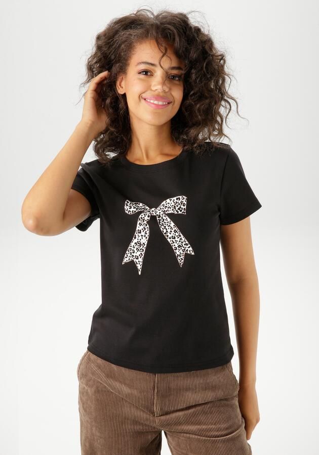 Aniston CASUAL T-shirt bedrukt met strik in luipaarddessin nieuwe collectie - Foto 7