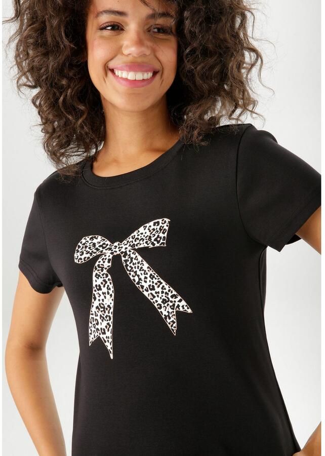 Aniston CASUAL T-shirt bedrukt met strik in luipaarddessin nieuwe collectie - Foto 3
