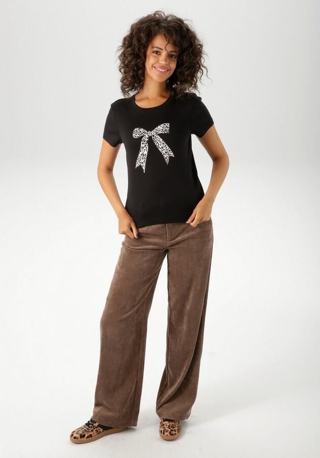 Aniston CASUAL T-shirt bedrukt met strik in luipaarddessin nieuwe collectie - Foto 5